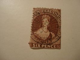 uralte Marke New Zealand, o, six Pence