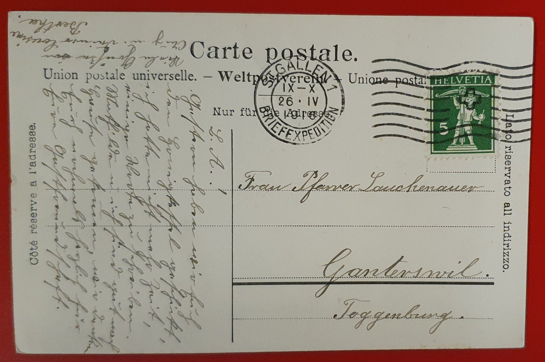Cartoline postali: St.Gallen 1916  - Hechtplatz – Usato da Kreuzlingen venduto da Rschweiz1 1