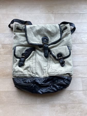 Canvas & Faux Leather Backpack!