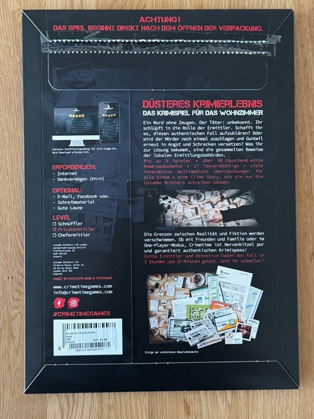 Spiele: Crimetime Krimispiel - Ungelöster Fall 001 – Gebraucht aus Uster von GamesAndStuff 1