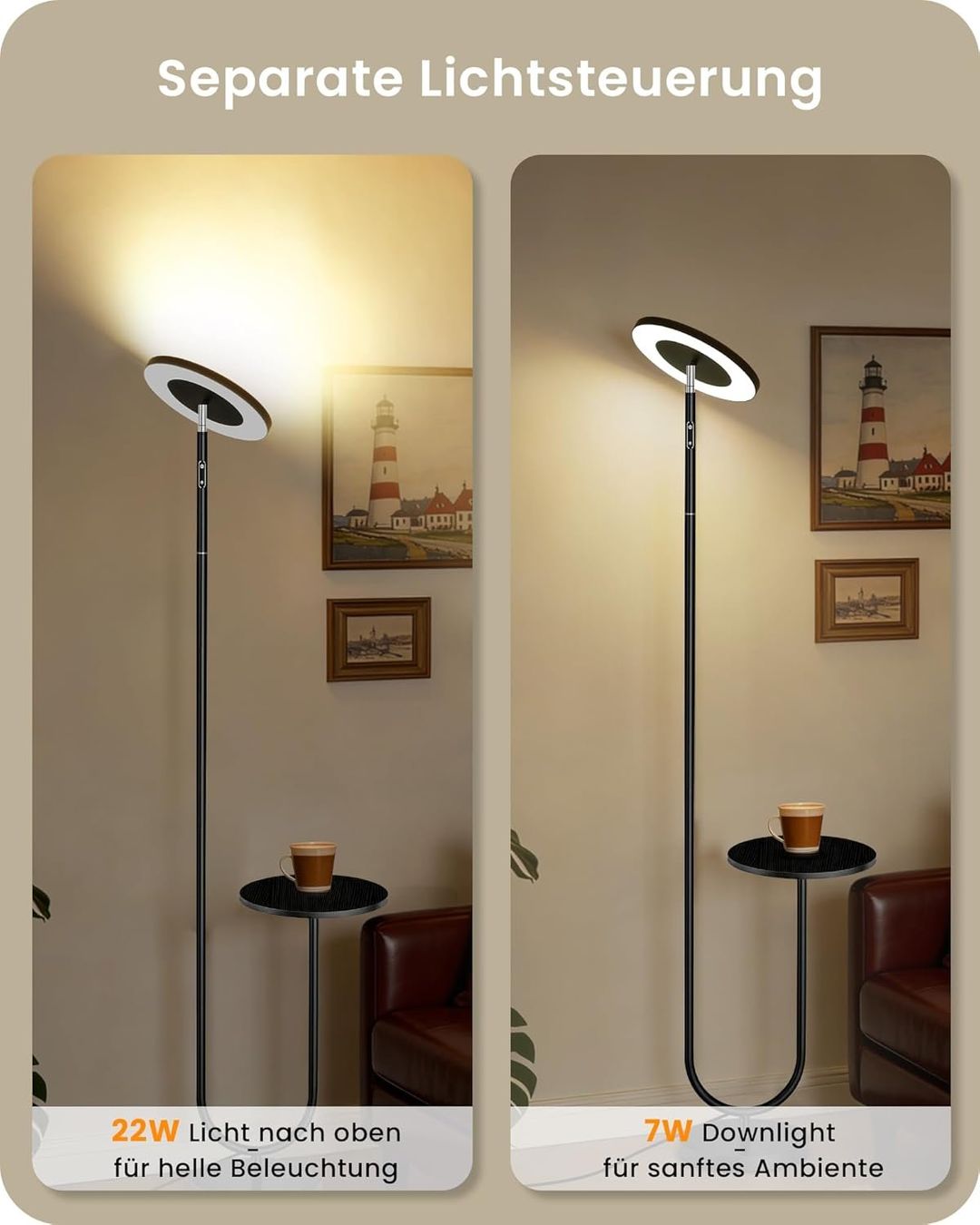 Lampade: Dimmbare LED Stehlampe mit Ablage – Nuovo e nell'imballaggio originale da Gränichen venduto da omniadeals 6