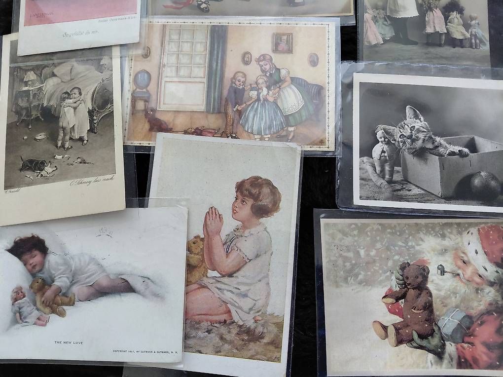 Cartoline postali: 18 alte Postkarten mit Kindern/Puppen / Bären. – Usato da Zollikerberg venduto da Inhal 3