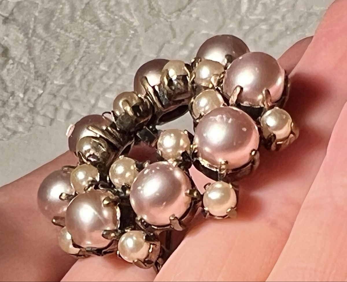 Spille & Fermagli: Broche vintage avec perles rose et crème – Usato da Genève venduto da DELIRBEADS 4