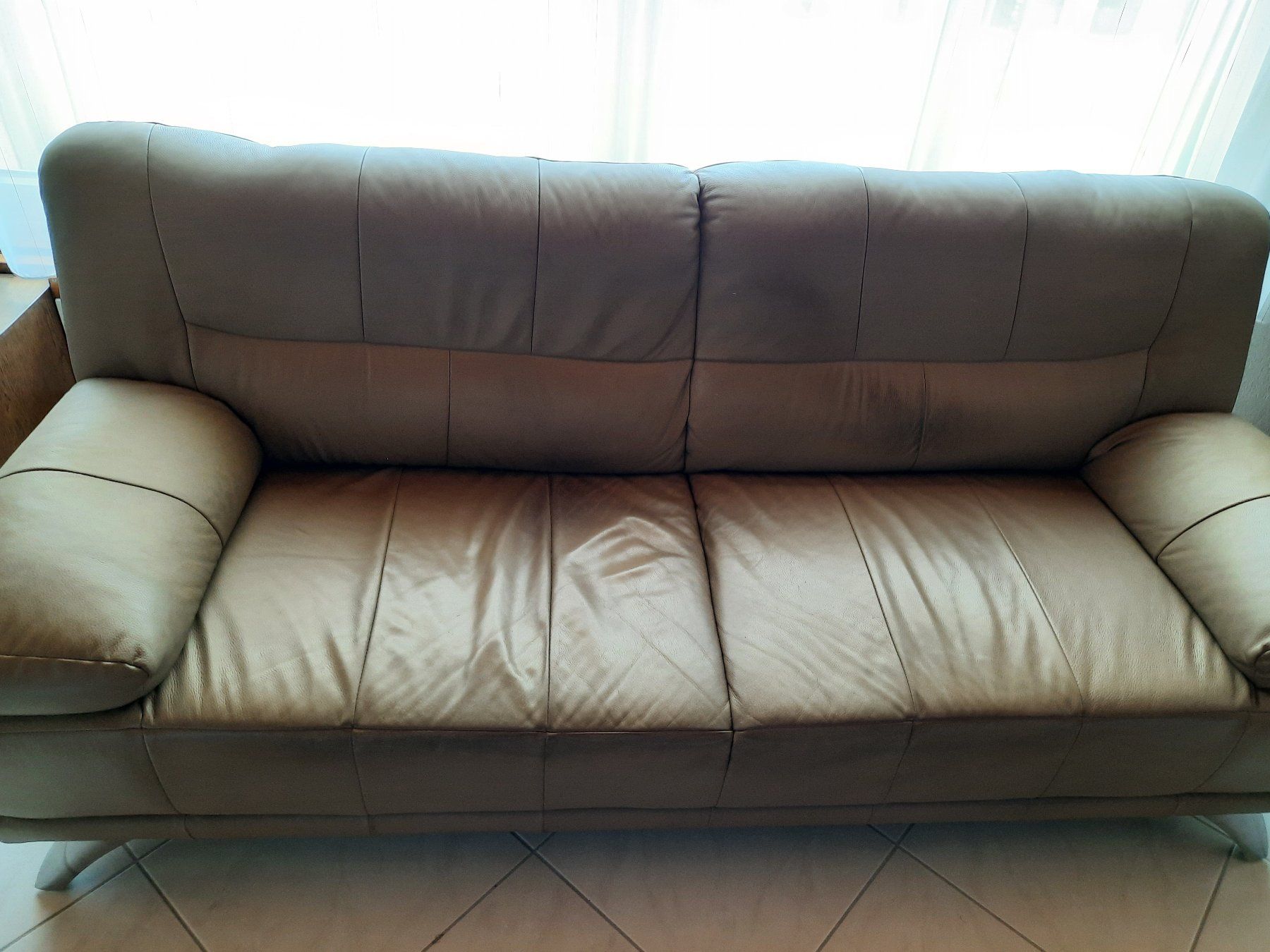Sofas: Ledersofa, 3-teilig, beige – Gebraucht aus Illnau von Flomi75 1