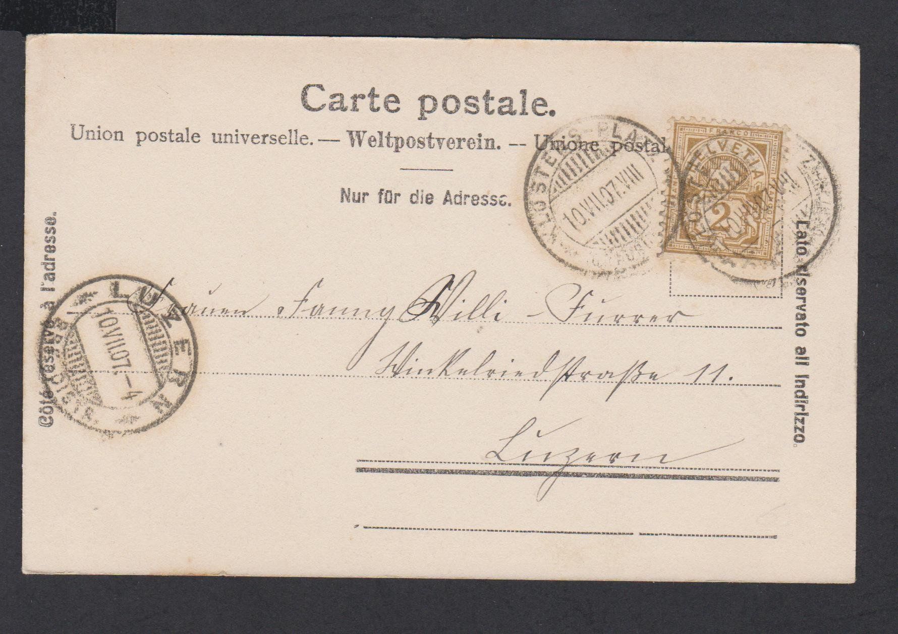 Cartoline postali: Davos   :   alte Ansichtskarte mit Davoser Typen 1907 – Usato da Vitznau venduto da Ropaku 2