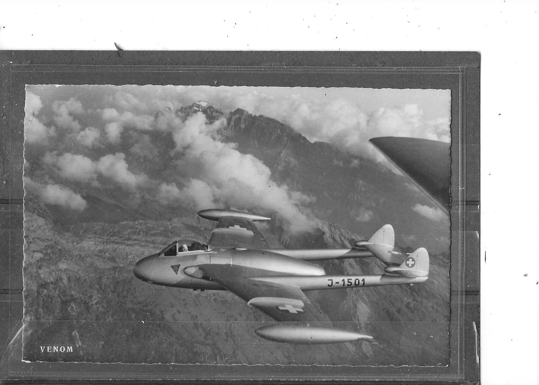 Cartoline postali: Militär-Flugzeug Venom / Schweizer Flugwaffe – Usato da Schocherswil venduto da Wilare