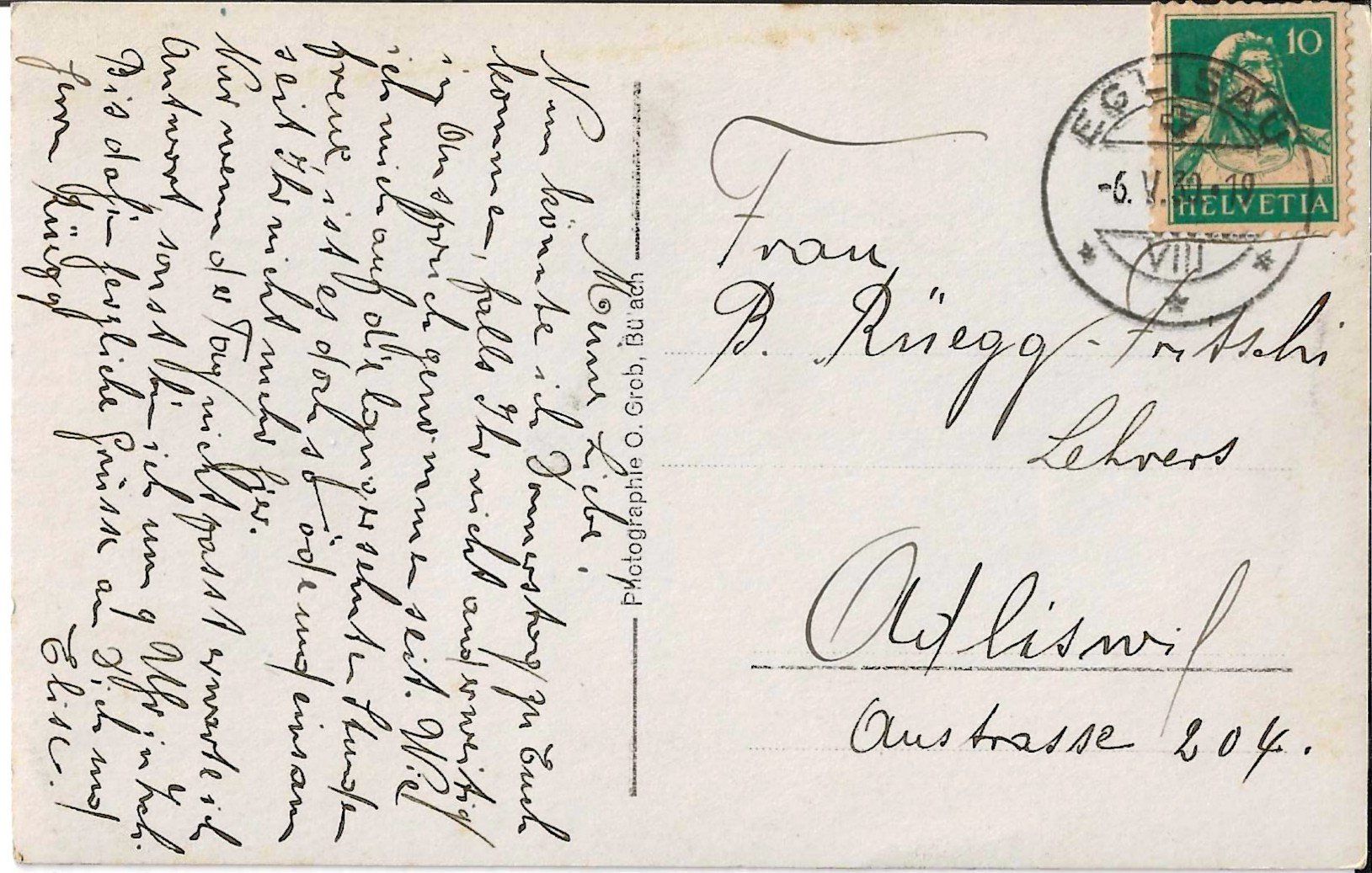 Cartoline postali: Karte Eglisau 1930 – Usato da Zürich venduto da Philacat11 1