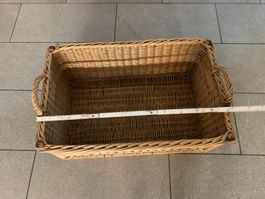 Geflochtener Korb rechteckig mit Griffen Zaine alt antik