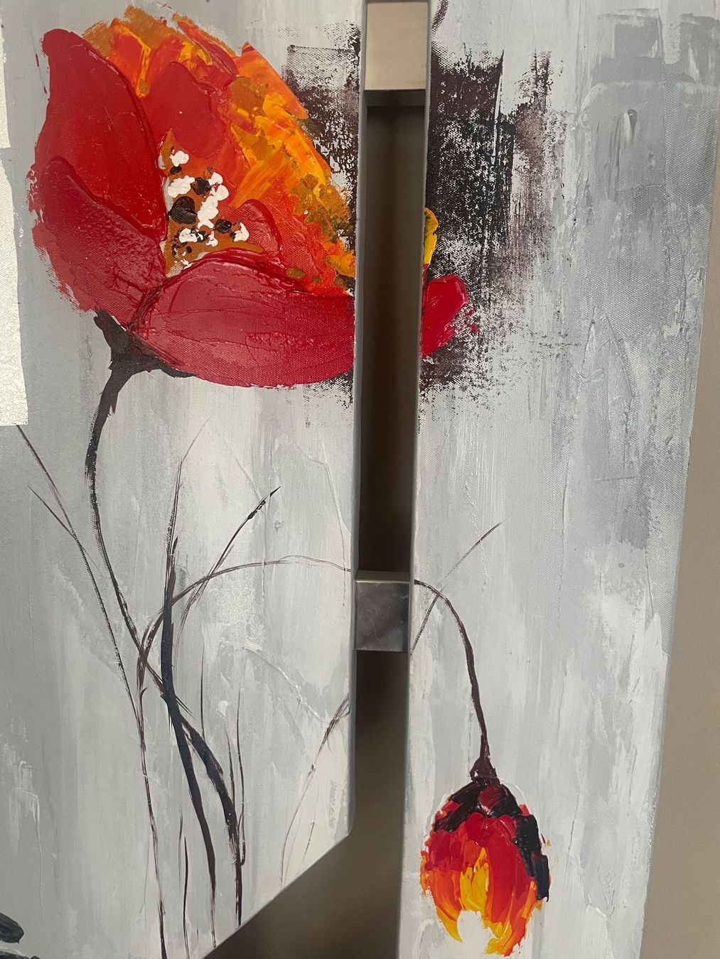 Gemälde: Gemälde Blumen grau/rot – Neu (gemäss Beschreibung) aus Siebnen von lupaz 1
