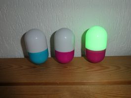 3er Set LED Nachtlichter, Pillen Design