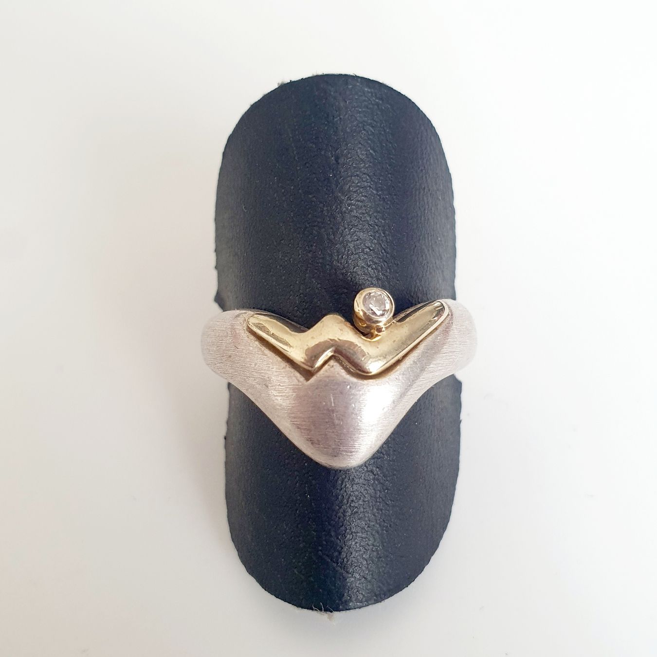 Anelli: Ring Silber 925 mit gold Elemente und Stein Gr 17,8 mm – Usato da Kreuzlingen venduto da Wunderkiste123