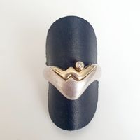 Ring Silber 925 mit gold Elemente und Stein Gr 17,8 mm