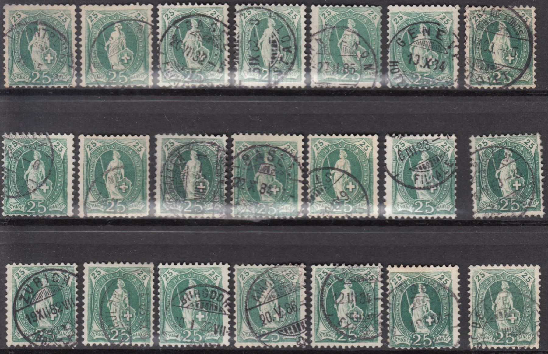 Alle Briefmarken: Posten Stehende Helvetia 67A – Gebraucht aus Meierskappel von Phiro96