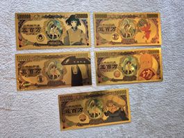 Gold Foil Plated Chihiros Reise ins Zauberland Banknoten Set