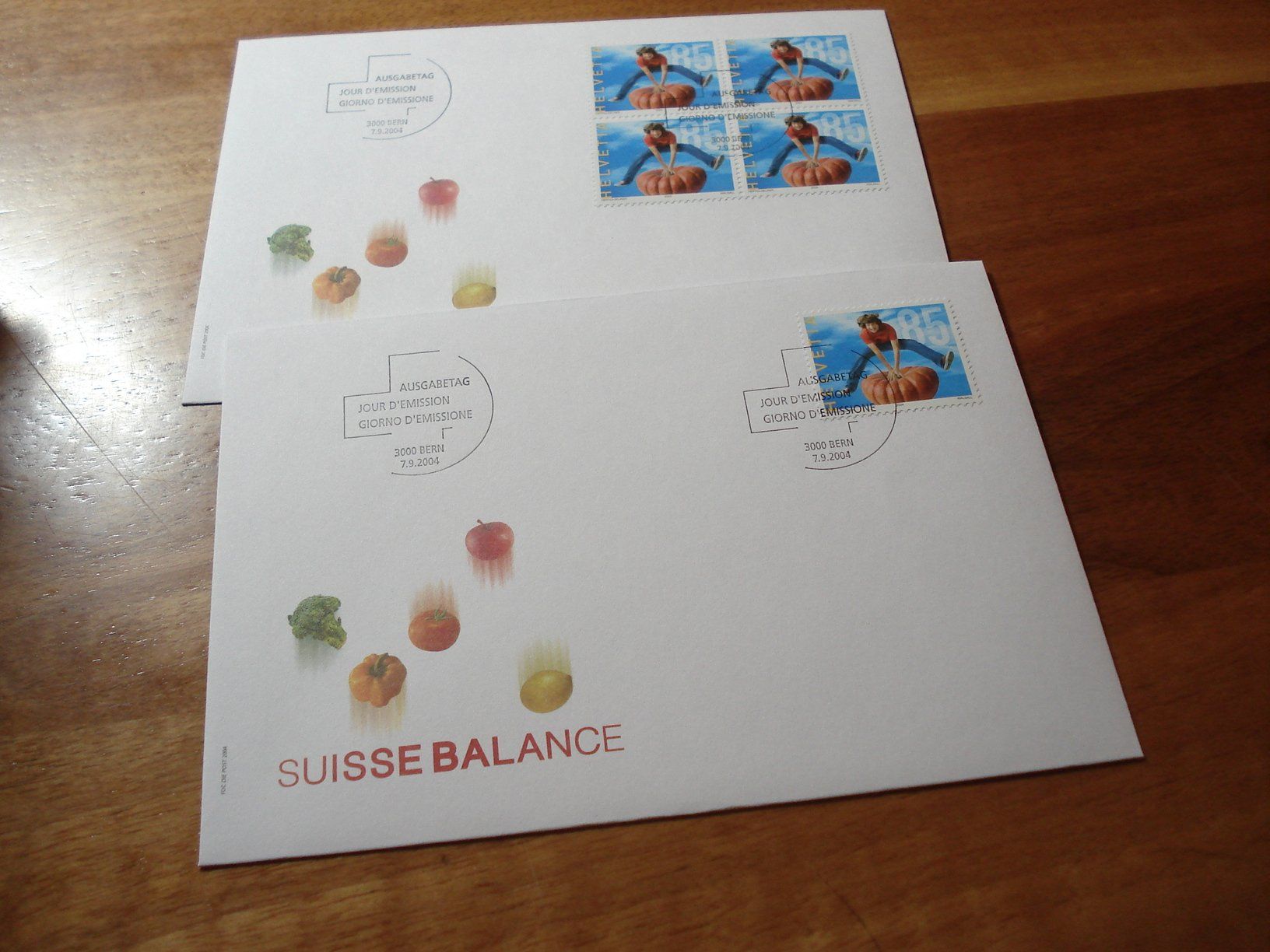 Tutti i francobolli: Marke Suisse Balance 2004, FDC Einzel + 4erblock – Usato da Niederwil AG venduto da morostahu 1