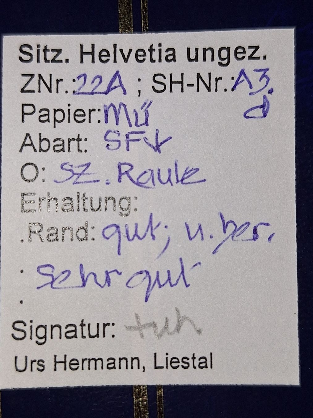 Alle Briefmarken: Strubel 22A3.d mit Befund Kat. 200.- – Gebraucht aus Balgach von SIMEON27 2