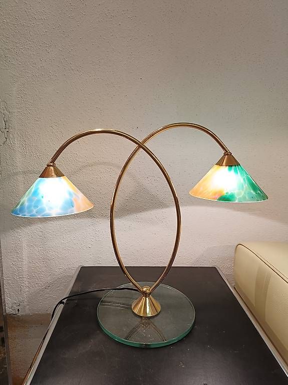 Lampade: Vintage Tischlampe Glas farbig mit dimmer – Usato da Zürich venduto da style-and-design.zh