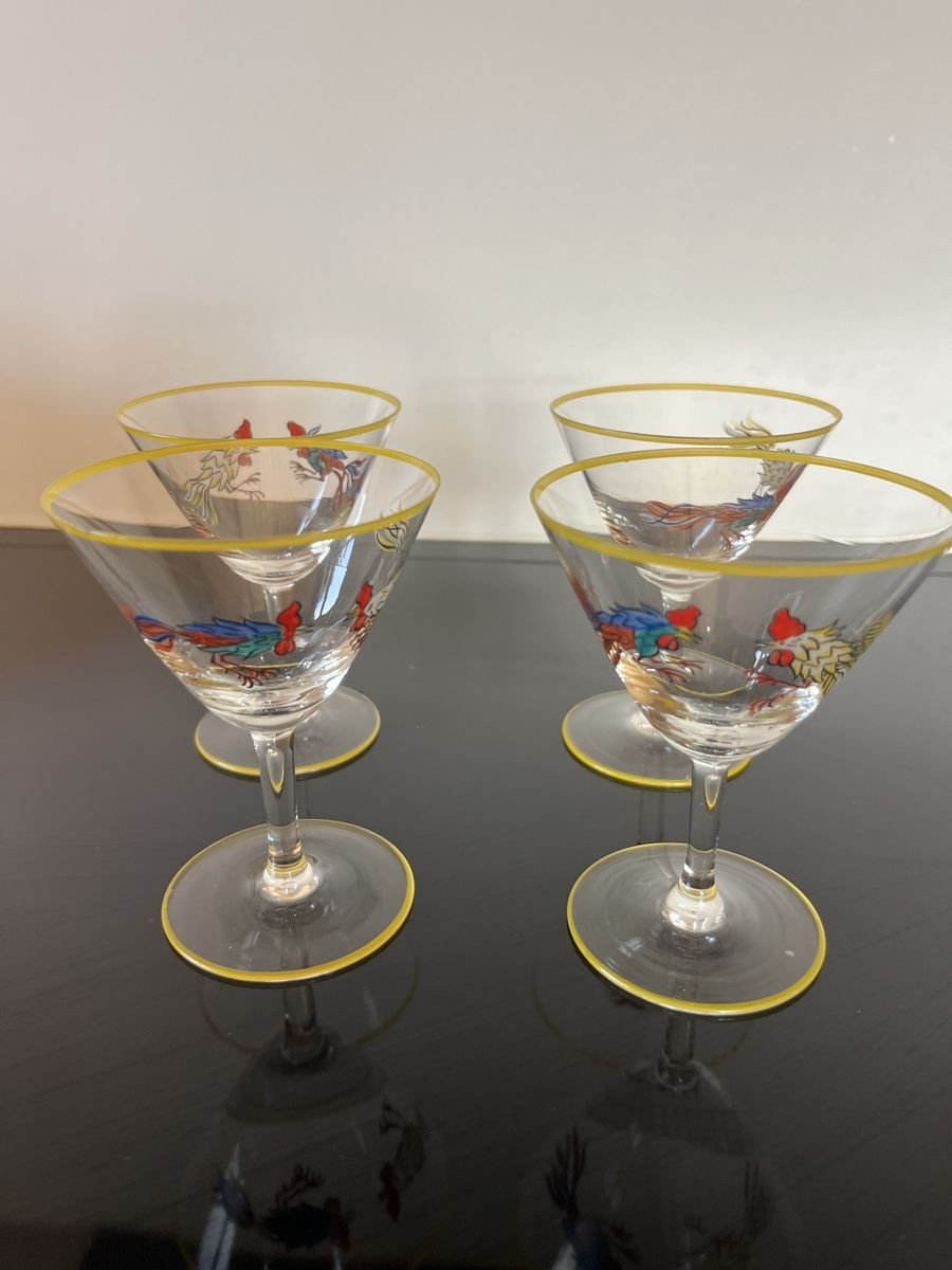 Gläser: 4 Cocktailgläser, handbemalt, Hahn Motiv – Gebraucht aus Saanen von SoniaMichaela 5