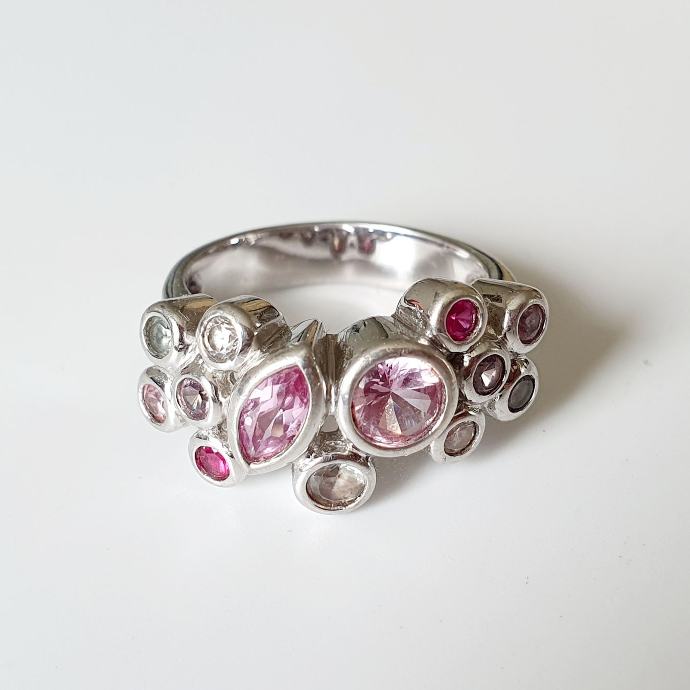 Anelli: Silber Ring 925  mit bunten Steinen gr. 19,1 mm – Usato da Kreuzlingen venduto da Wunderkiste123