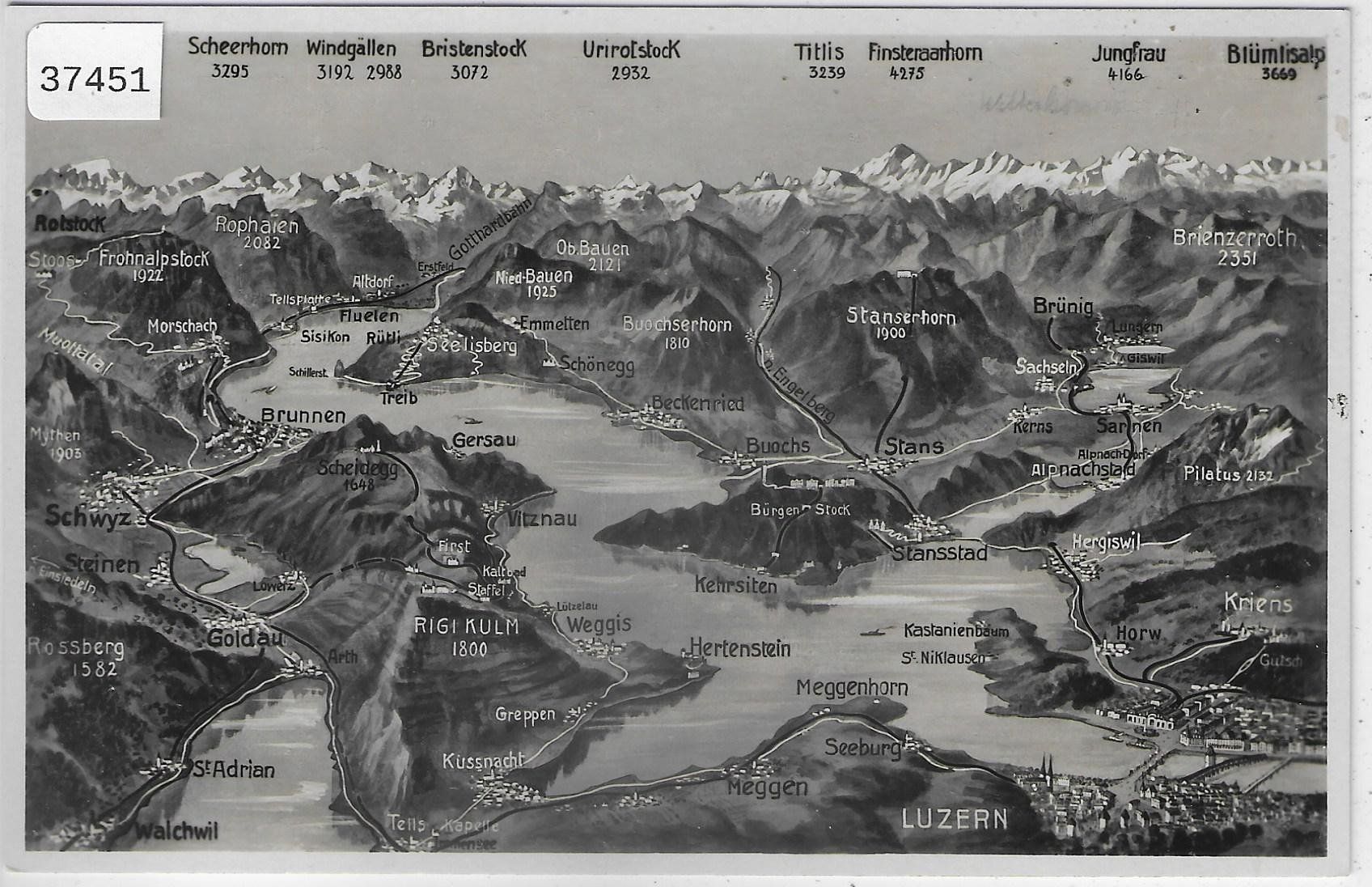 Cartoline postali: Panorama Luzern & Vierwaldstättersee – Usato da Ettingen venduto da Kartenplanet