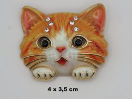 Brosche - BÜSI - Emaille - Glitzersteine - 4x3,5cm