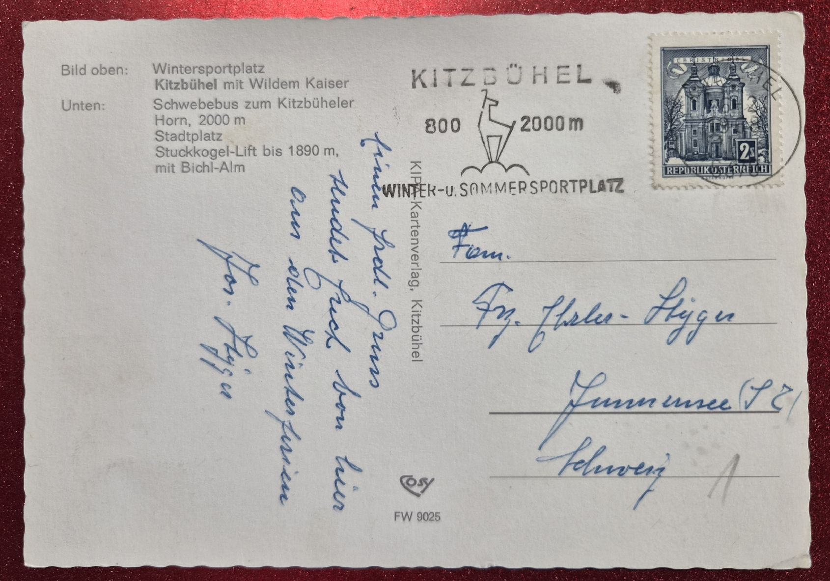 Cartoline postali: Kitzbühel Winterlandschaft 1968 – Usato da Melchnau venduto da Arthurius 1