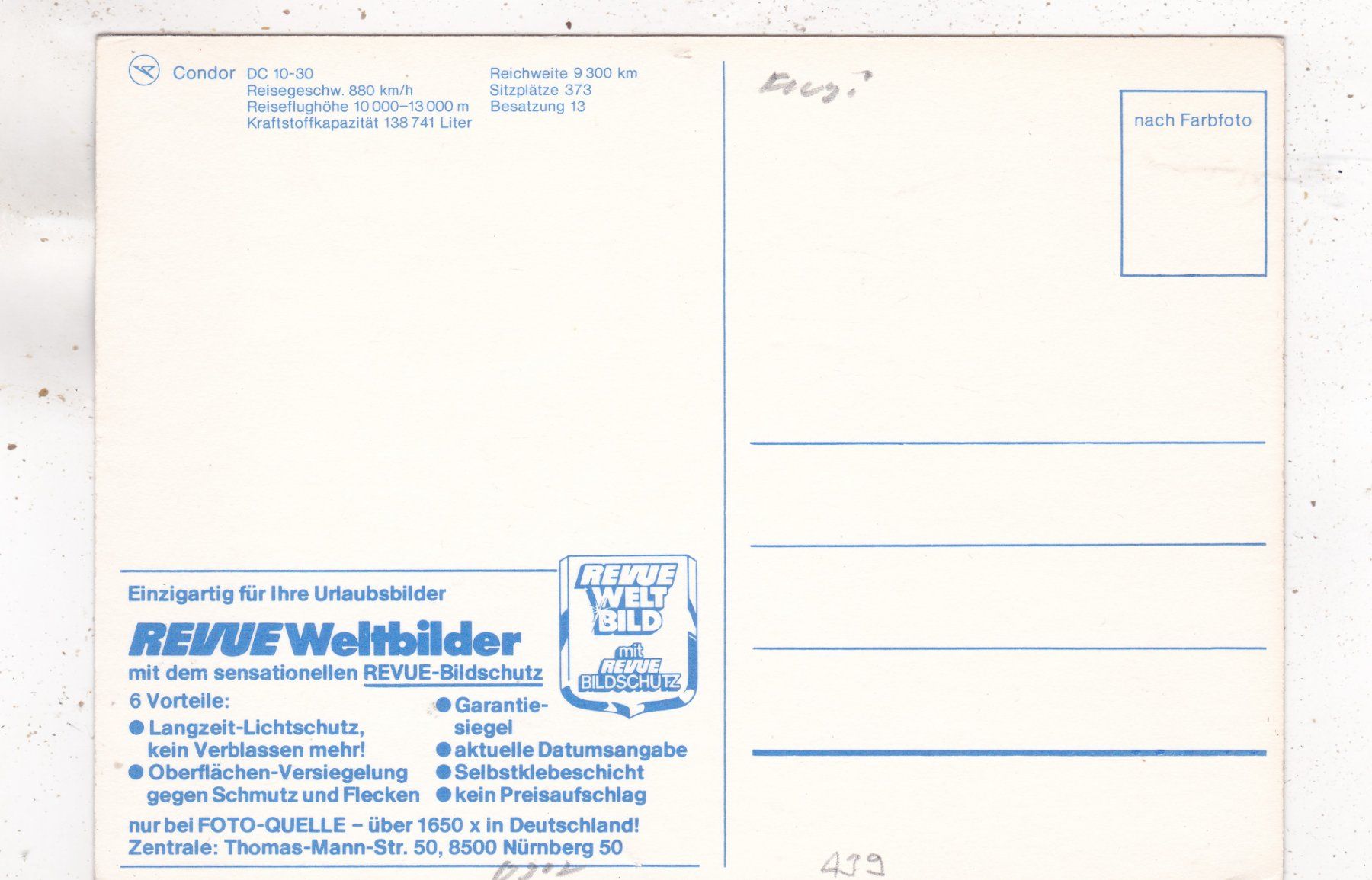 Cartoline postali: Deutschland Condor DC 10 - 30 – Usato da Herisau venduto da Lisegrat2008 1