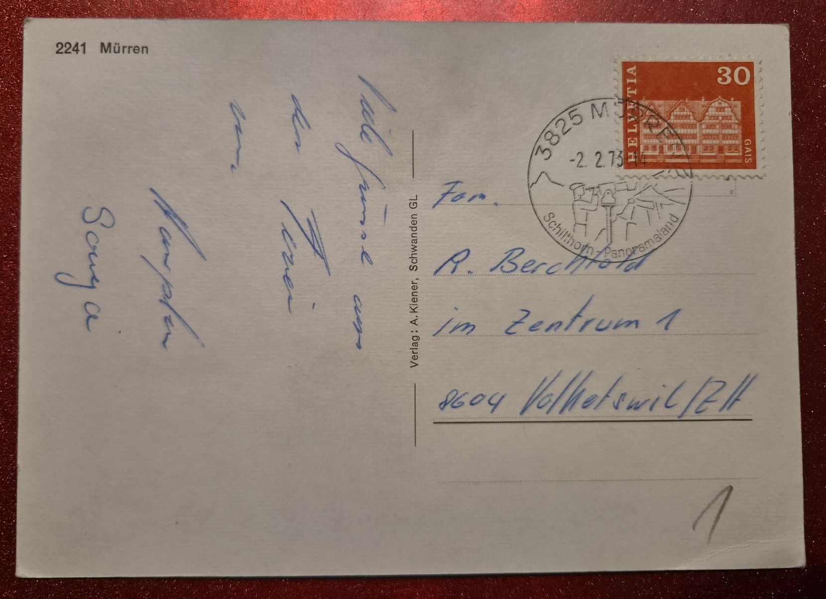 Cartes postales: Murren Winterlandschaft 1973 – D'occasion à Melchnau par Fishel 1