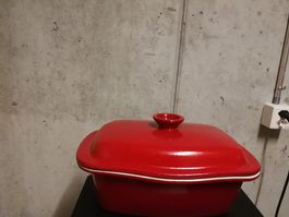 Roter Bräter mit Deckel, Keramik, Vintage, Top Zustand! (58)