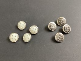 Zierknöpfe aus Kunststoff, 2 x 4 Stk. silberweiss, 1.8 cm dm