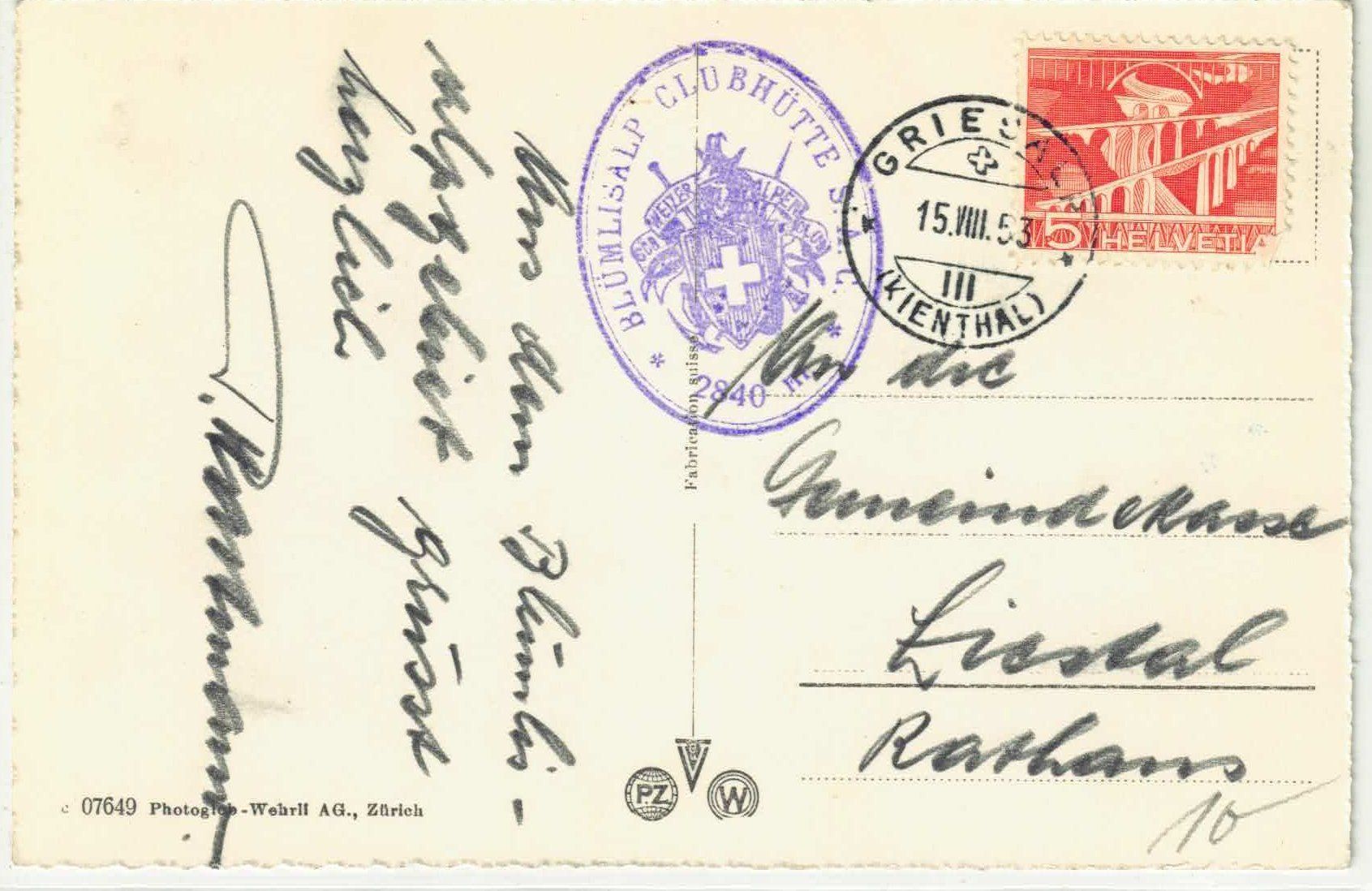 Cartes postales: Blümlisalphütte mit Blümlisalpgletscher – D'occasion à Ettingen par Kartenplanet 1