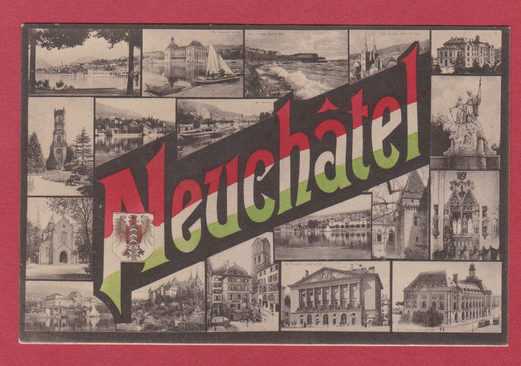 Cartoline postali: Neuchatel   :   alte Mehrbild- Ansichtskarte von 1913 – Usato da Vitznau venduto da Ropaku