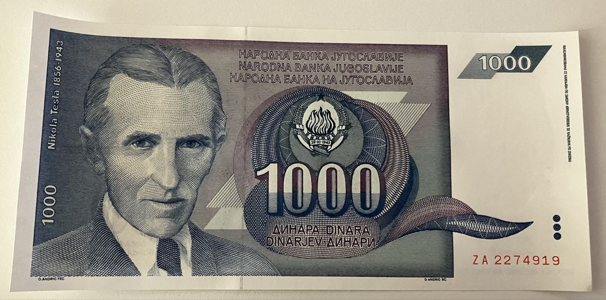 Banknoten: Jugoslawien 1000 Dinara 1991 Replacement – Neu (gemäss Beschreibung) aus Algetshausen von Carrhard