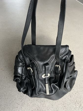 Boho Style, Philosophy, schwarze Leder Schultertasche
