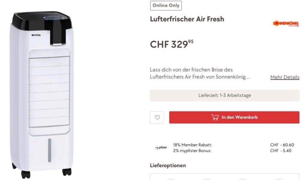 Ventilateurs: Stand Ventilator mit Kühlfunktion – D'occasion à Zürich par Gianni 3