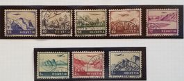 Fp15) F27-34, Ĺandschaft und Flugzeuge gestempelt Kt. 34.-