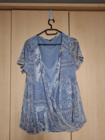 Blusenshirt Gr. 44 (XXL), s.Oliver, hellblau gemustert
