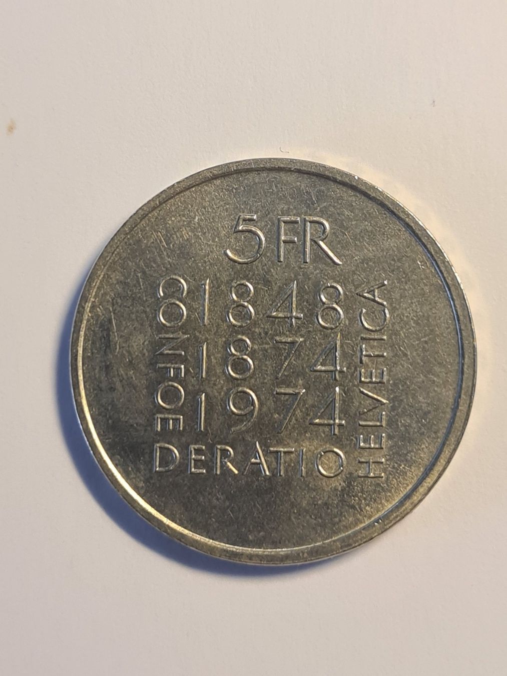 Alle Münzen: 5chf Gedenkmünze von 1974 – Gebraucht aus Täuffelen von Tom1291 1
