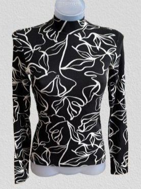 Stehkragen‑Top Schwarz/Weiss – Neu