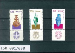 ISRAEL 3 BRIEFMARKEN ANTIKE GLASGEFÄSSE