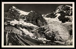 AK Eigergletscher, Station der Jungfrau-Bahn mit Eiger und M