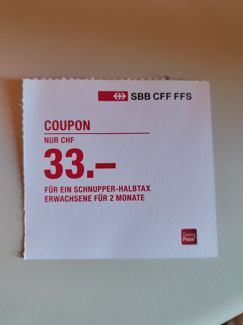 SBB/CFF/FFS Gutscheine: SBB CFF FFS Coupon Schnupper-Halbtax Gutschein 2 Monate – Neu (gemäss Beschreibung) aus Bern von meret285