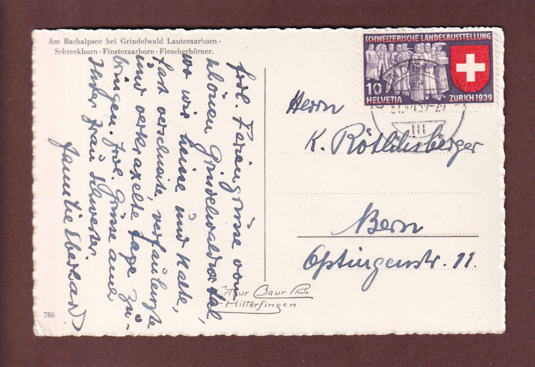 Cartoline postali: Am BACHALPSEE bei Grindelwald - 1939 – Usato da Pully venduto da nicecards 1