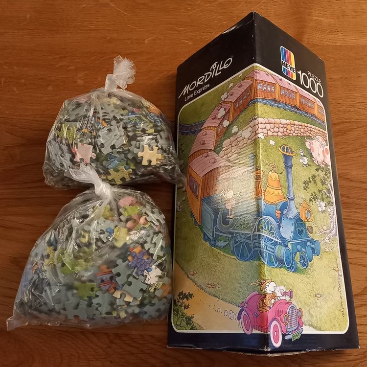MINI PUZZLE 48 PIECES HEYE 16 cm x 10 cm - MORDILLO ( train toile d'araignée ) EUR 75,00 - FR