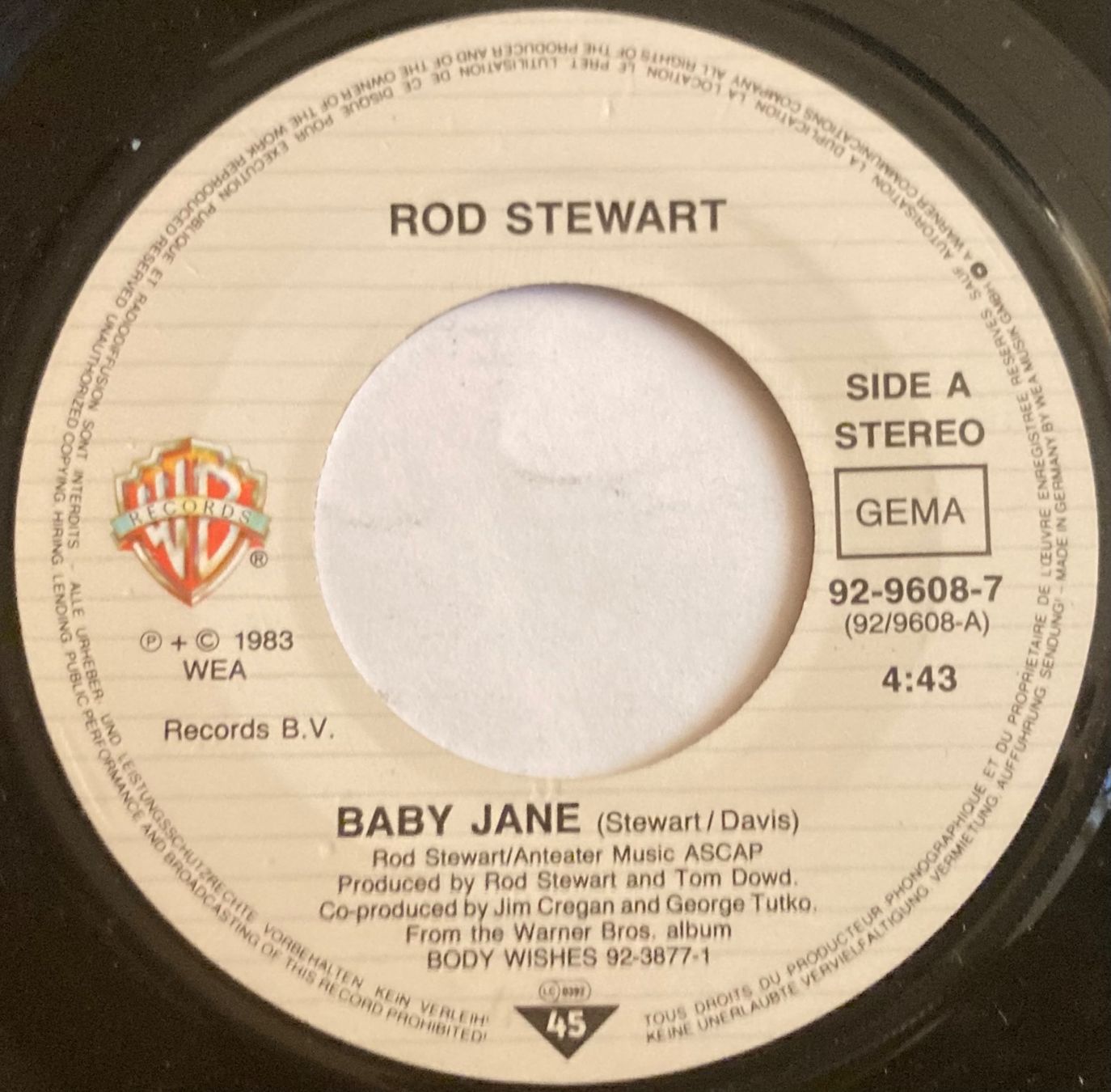Vinyles: ROD STEWART - BABY JANE – D'occasion à Poliez-Pittet par Newtown-Records 2