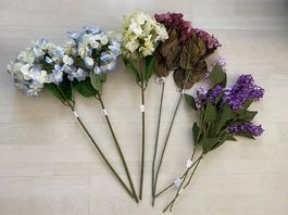 8 Stk.Kunstblumen, Hortensien und Flieder, alle Neu