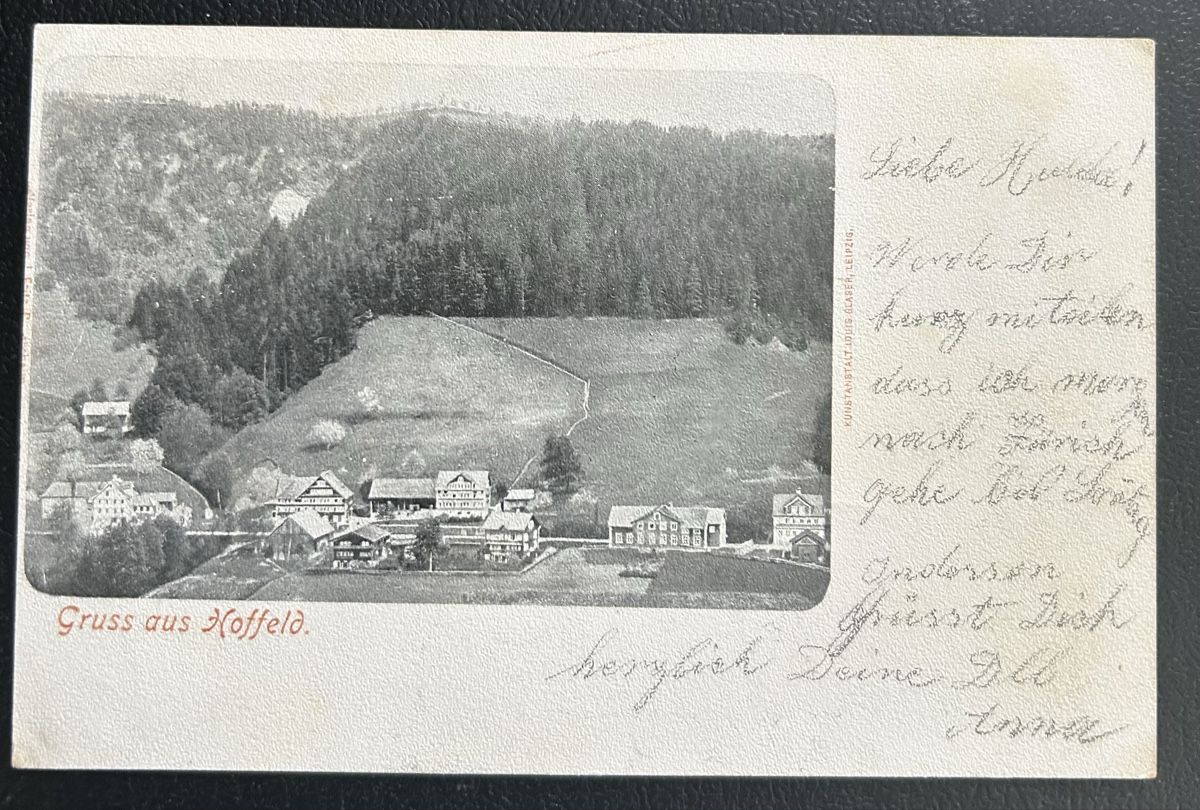 Ansichtskarten: Gruss aus Hoffeld 1900 – Gebraucht aus Horw von Tellbub