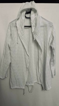 Überhang Kapuzenjacke weiss Leinen Schamanic Style S / M