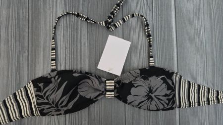 Tropical Bandeau Top - 36 - Black & White Chic