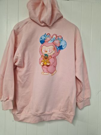 Sweat à capuche rose 12A applique LABUBU NEUF